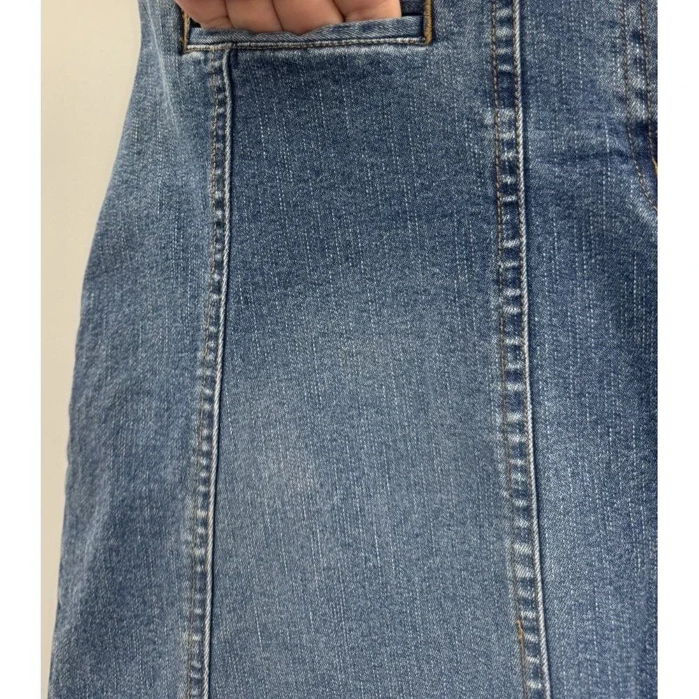 VTG Y2K Route 66 Denim Jean Skirt 12 Panel Block Stitch Retro Preppy 90s Grunge - Picture 4 of 11